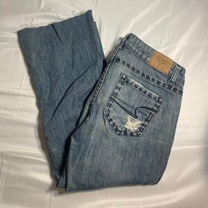 American-eagle Women's Blue Jeans 4-stretch (hemmed on bottoms)